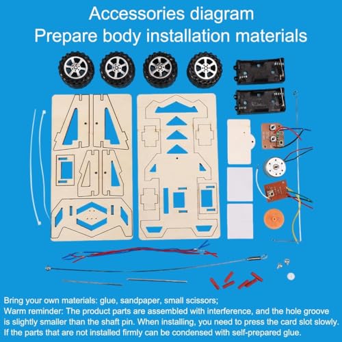 REES52 Wooden Wireless Remote Control Racing Car Kit F4,Science Experiment Kit,Science Experiment Kit for Applicable to Youth Age,Robotic Stem Project Model Car Kits to Build - Image 3