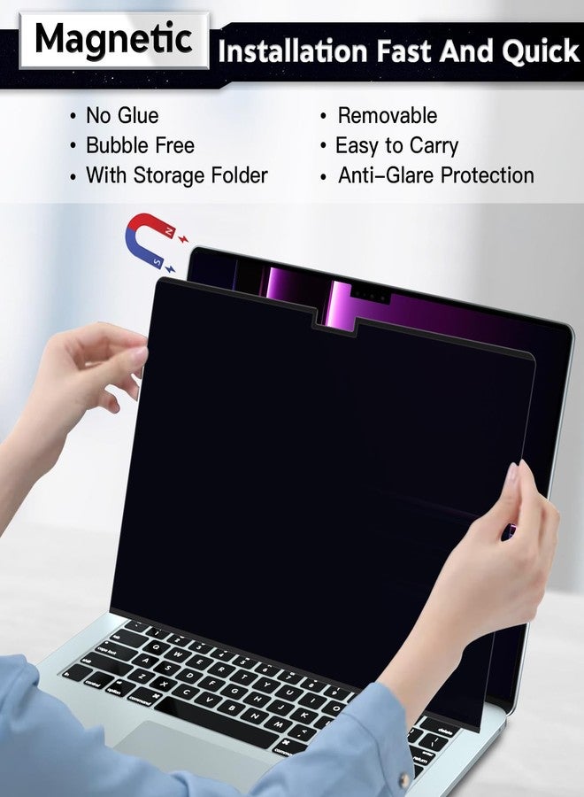 PYS Magnetic Privacy Screen Protector for MacBook Pro 16 Inch (2021-2023,M1,M2,M3,Pro,Max) + Camera Cover Slide 2 Pack - [Matte Anti-Glare] [Reduces Blue Light] - Image 2