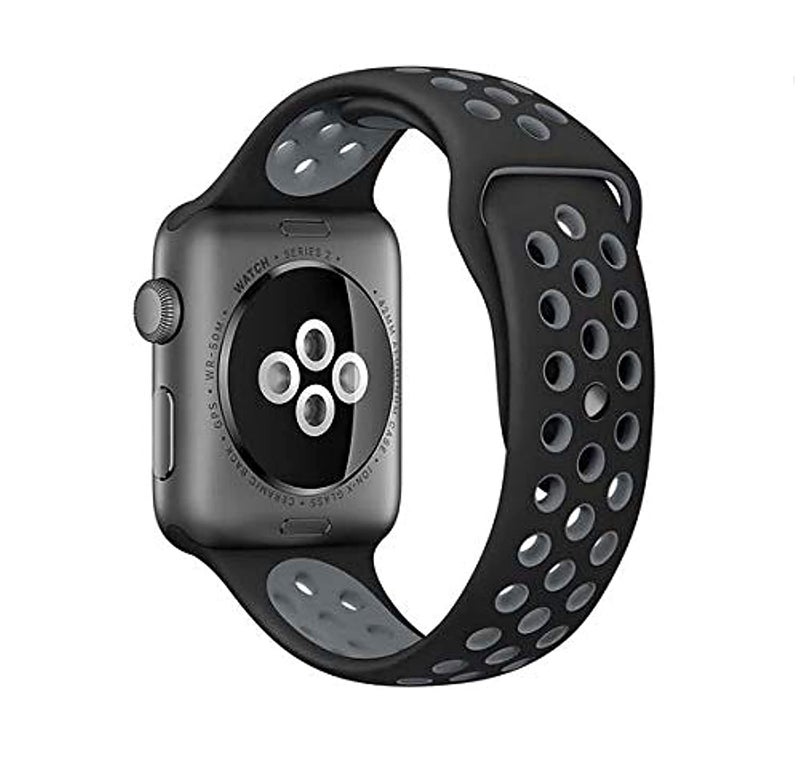 Cool Baby Black Breathable Silicone Sport Strap Compatible with Apple Watch 42mm – Ventilated Bracelet Band - Image 2