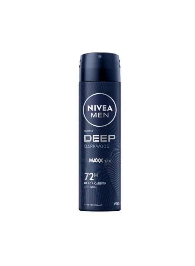 Nivea Men Fresh Active Quick Dry Deodorant Spray 150ml + Deep Dark Wood & Black Carbon Anti-Bacterial Spray Multicolor 150ml - Image 3