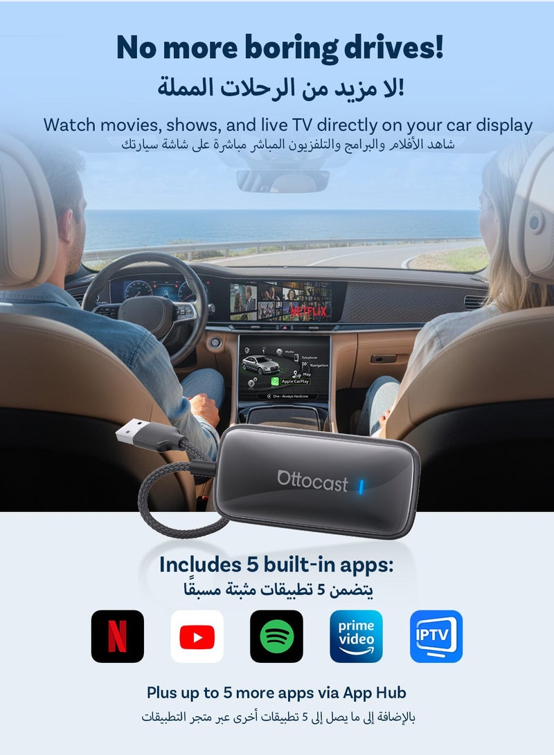OTTOCAST Play2Video Ultra AI BOX 4+32 GB 10+ APP YouTube Netflix Wireless CarPlay Android Auto - Image 3