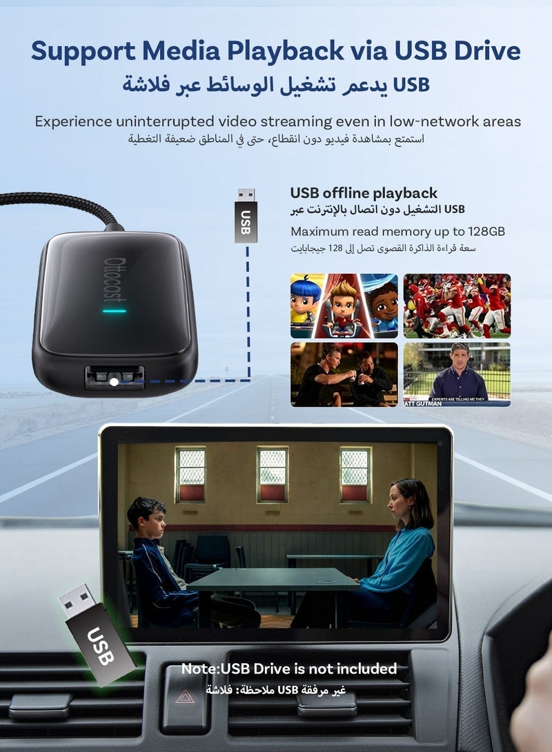 OTTOCAST Play2Video Ultra AI BOX 4+32 GB 10+ APP YouTube Netflix TikTok CarPlay Tv Box Wireless CarPlay Android Auto Supports USB flash drive expansion - Image 4