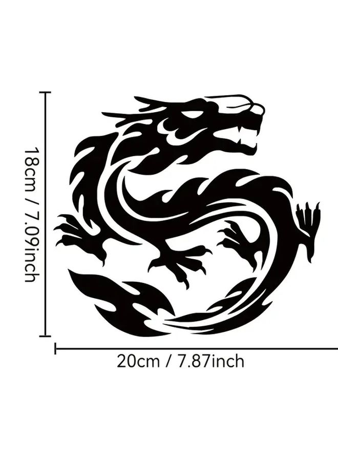 1 Pc 7.87x7.09 Inch Black Dragon Tattoo Car Decal High Quality PVC Weatherproof Scratch Resistant Self Adhesive Sticker For Cars Trucks SUVs Motorcycles Walls Bold Animal Fantasy Design Glossy Finish Outdoor Decor Aggressive Styling Durable Decal Car Accessories - Image 2