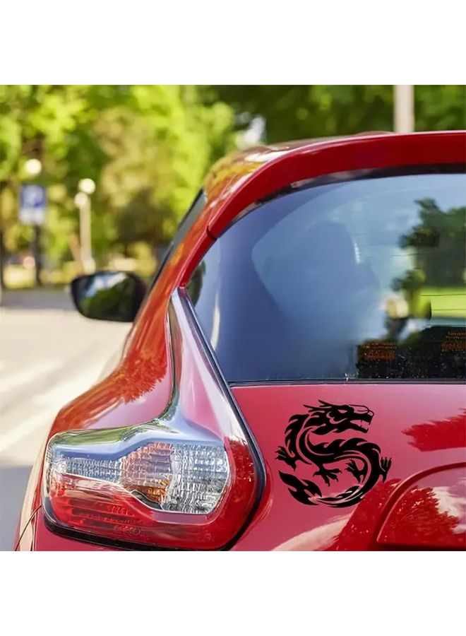 1 Pc 7.87x7.09 Inch Black Dragon Tattoo Car Decal High Quality PVC Weatherproof Scratch Resistant Self Adhesive Sticker For Cars Trucks SUVs Motorcycles Walls Bold Animal Fantasy Design Glossy Finish Outdoor Decor Aggressive Styling Durable Decal Car Accessories - Image 1