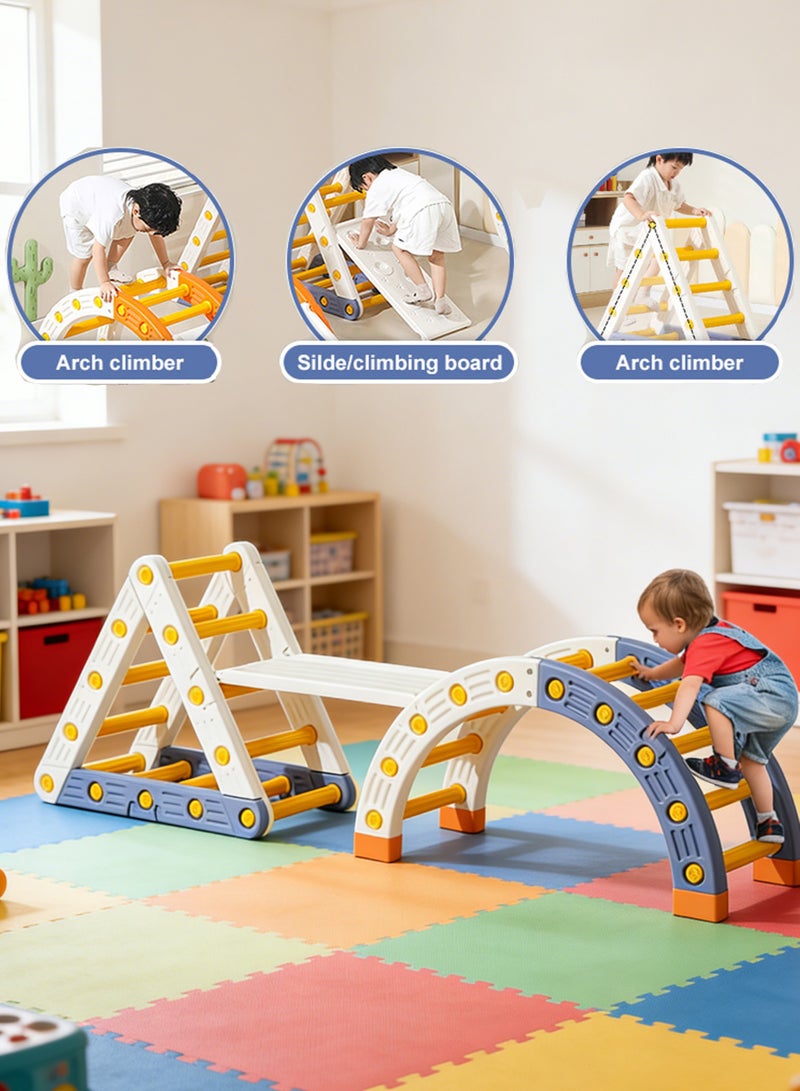 MaBaby 4 in1 Foldable Baby Climbing Toys Wooden Montessori Climbing Set with Arch&Ramp&Ladder Baby Climber Indoor Jungle Gyms for Toddlers Montessori Toys - Image 1