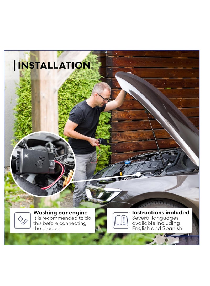 KASTWAVE طارد بالموجات فوق الصوتية، طارد فئران للسيارات، طارد فئران مع اتصال ببطارية السيارة 12V، طارد آفات بالموجات فوق الصوتية، طارد قوارض لمحركات تحت الغطاء، مكافحة آفات طويلة الأجل - Image 3