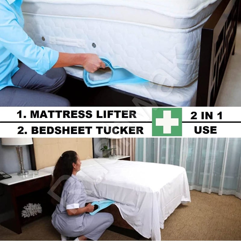 Rushwak Mattress Lifter Tool 2 in 1 Bedsheet Tucker Tool, Blue, Large, Plastic, Adjustable, Alleviates Back Pain, Comfortable Handle, Tucks, Lifts, Removes Sheets, Easy to Use - Image 2