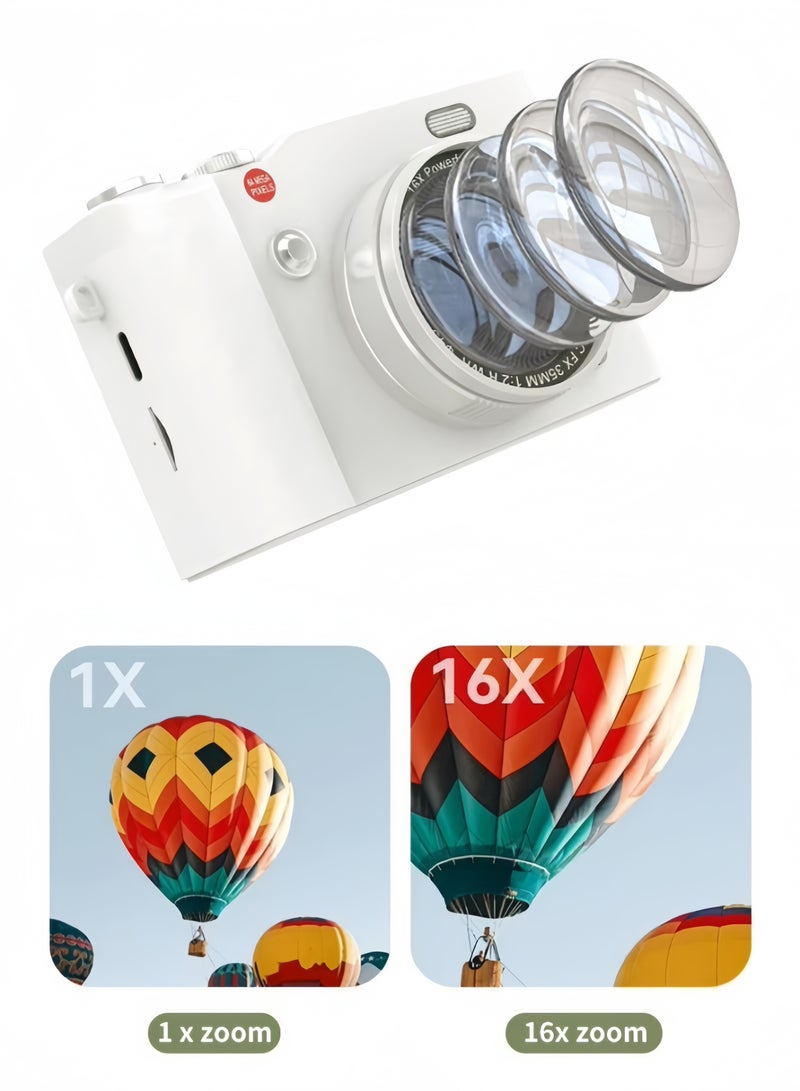 4K CCD Digital Zoom Student Digital Camera 64MP Portable Digital Photography Camera 180° Flip Screen Selfie Camera，with 64GB SD card