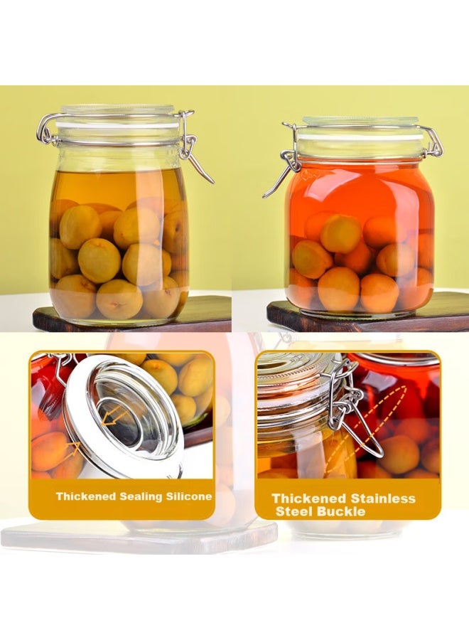 Scybe Glass Sealed Storage Jar Wine Brewing Container Glass Bottle Honey Jar Jam Jar Pickle Jar Pan 1.1l + Si 1l - Image 1