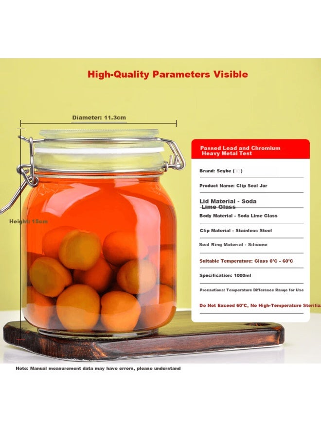 Scybe Glass Sealed Storage Jar Wine Brewing Container Glass Bottle Honey Jar Jam Jar Pickle Jar Pan 1.1l + Si 1l - Image 3
