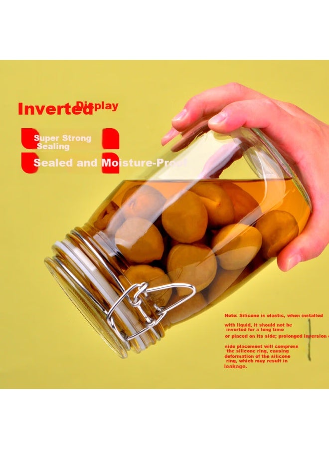 Scybe Glass Sealed Storage Jar Wine Brewing Container Glass Bottle Honey Jar Jam Jar Pickle Jar Pan 1.1l + Si 1l - Image 2