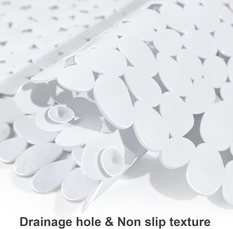 SONGZIMING Pebble Bath Mat for Bathtub to Anti Slip Bathtub Mat in Shower with 16 Inches by 35 Inches (White) - Image 5