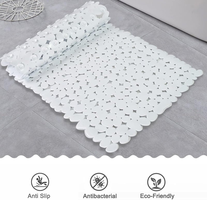 SONGZIMING Pebble Bath Mat for Bathtub to Anti Slip Bathtub Mat in Shower with 16 Inches by 35 Inches (White) - Image 3
