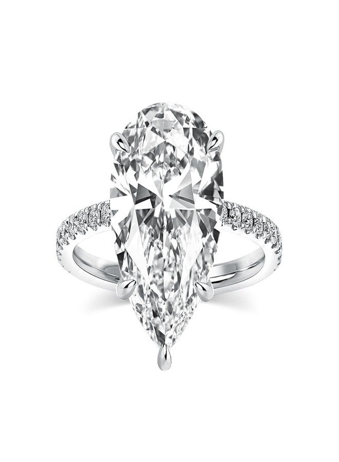 RODIFFY 5.0CT Elongated Pear Shaped Engagement Rings for Women, S925 Silver Cubic Zirconia Teardrop Promise Wedding Ring with Hidden Halo (Silver, 7) - Image 1