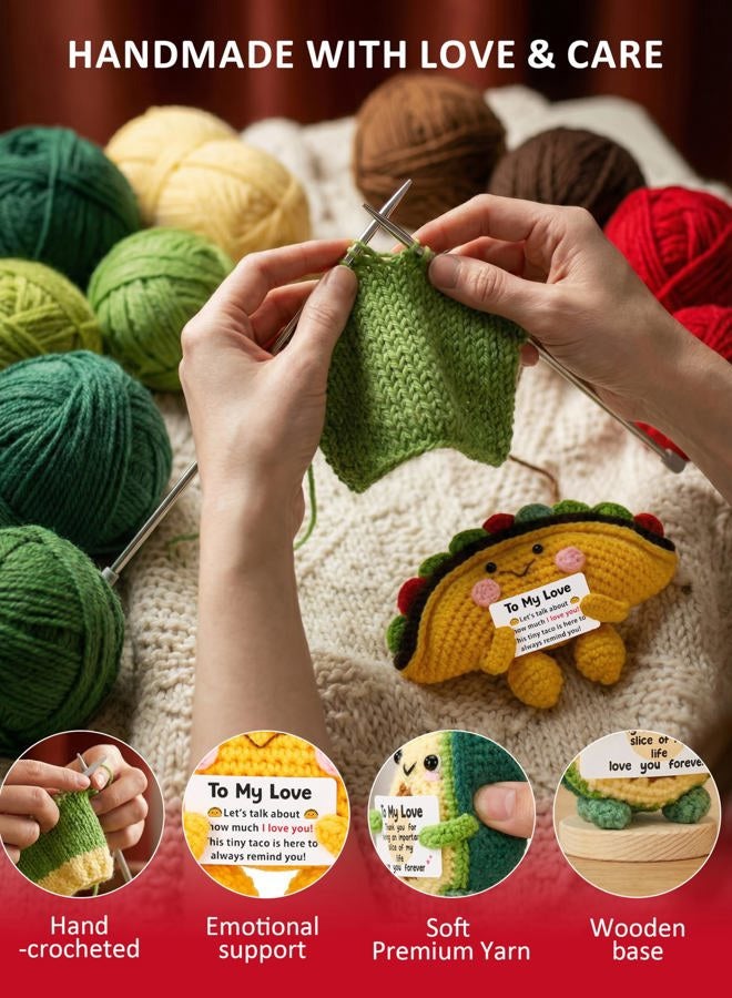 Bafeil 2 Pcs Positive Crochet Taco Avocado Christmas Birthday Gifts for Women Men, Emotional Cheer Support Self Care Birthday Gifts for Friends Coworkers Desk Home Decor Emotional Inspirational Support - Image 4