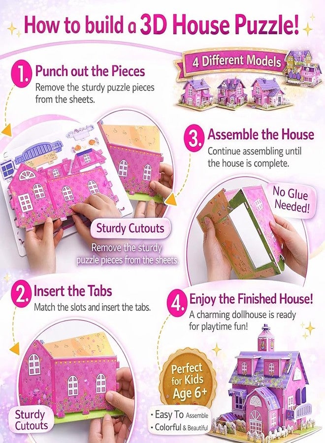 LAALIYA 3D DIY Puzzle House Kit for Kids | Cardboard Model Building Set with 2 Creative Houses | Educational Construction & Jigsaw Activity Toy for Boys & Girls Ages 4-8 | Family Fun Pack - Image 4