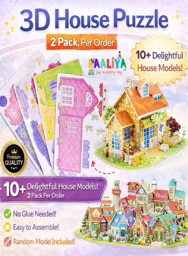 LAALIYA 3D DIY Puzzle House Kit for Kids | Cardboard Model Building Set with 2 Creative Houses | Educational Construction & Jigsaw Activity Toy for Boys & Girls Ages 4-8 | Family Fun Pack - Image 2