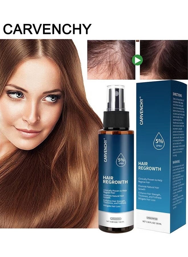 CARVENCHY Minoxidil Hair Regrowth Treatment,Hair Growth Serum 5% Minoxidil for Men and Women,Hair Regrowth Treatment for Stronger Thicker Longer Hair - With Biotin - Help to Stop Thinning and Loss Hair 3.38fl.oz/100ml - Image 1