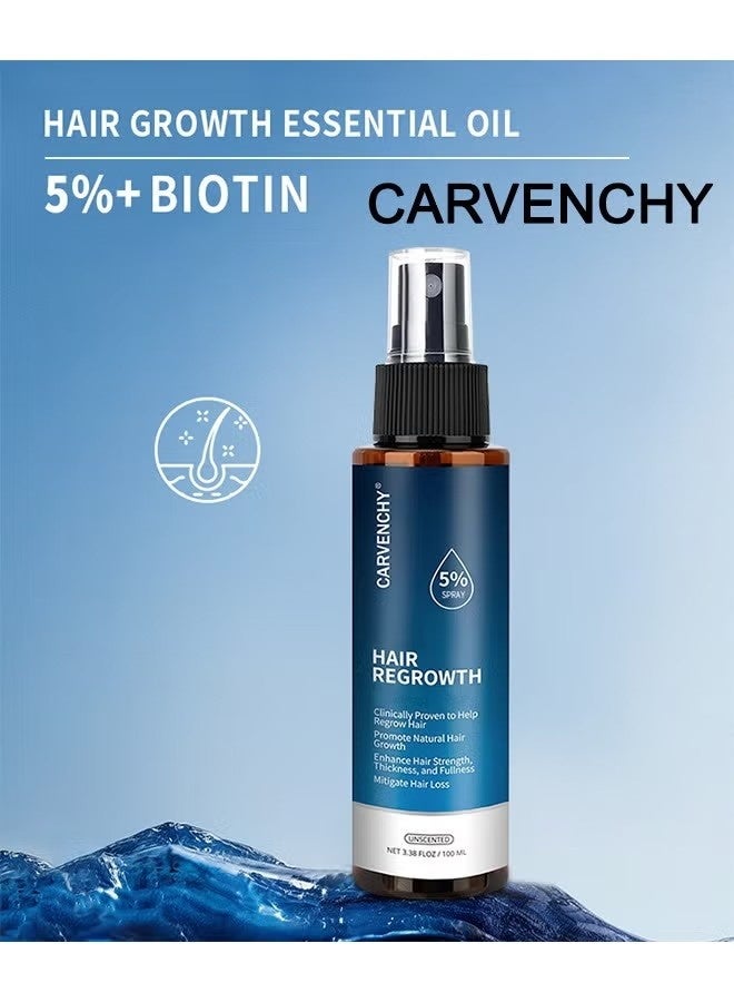 CARVENCHY Minoxidil Hair Regrowth Treatment,Hair Growth Serum 5% Minoxidil for Men and Women,Hair Regrowth Treatment for Stronger Thicker Longer Hair - With Biotin - Help to Stop Thinning and Loss Hair 3.38fl.oz/100ml - Image 2