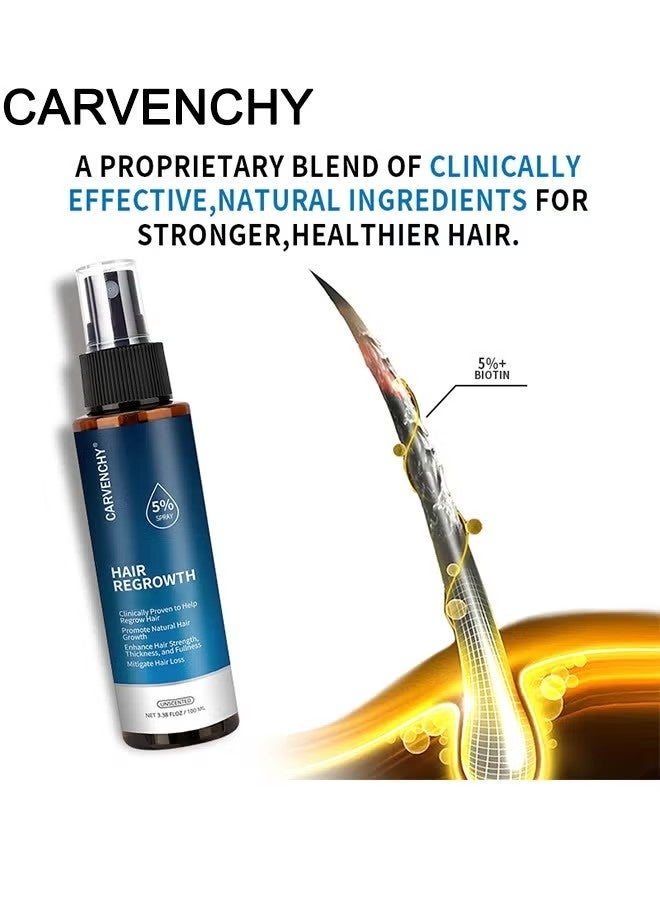 CARVENCHY Minoxidil Hair Regrowth Treatment,Hair Growth Serum 5% Minoxidil for Men and Women,Hair Regrowth Treatment for Stronger Thicker Longer Hair - With Biotin - Help to Stop Thinning and Loss Hair 3.38fl.oz/100ml - Image 5