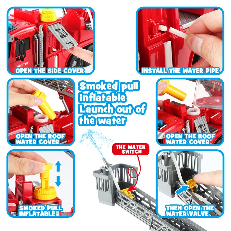 Dwi Dowellin Kids Fire Truck Toys for 3 4 5 6 Years Old Boys  Fire Rescue Vehicle with Shooting Water Lights and Sounds - Image 5