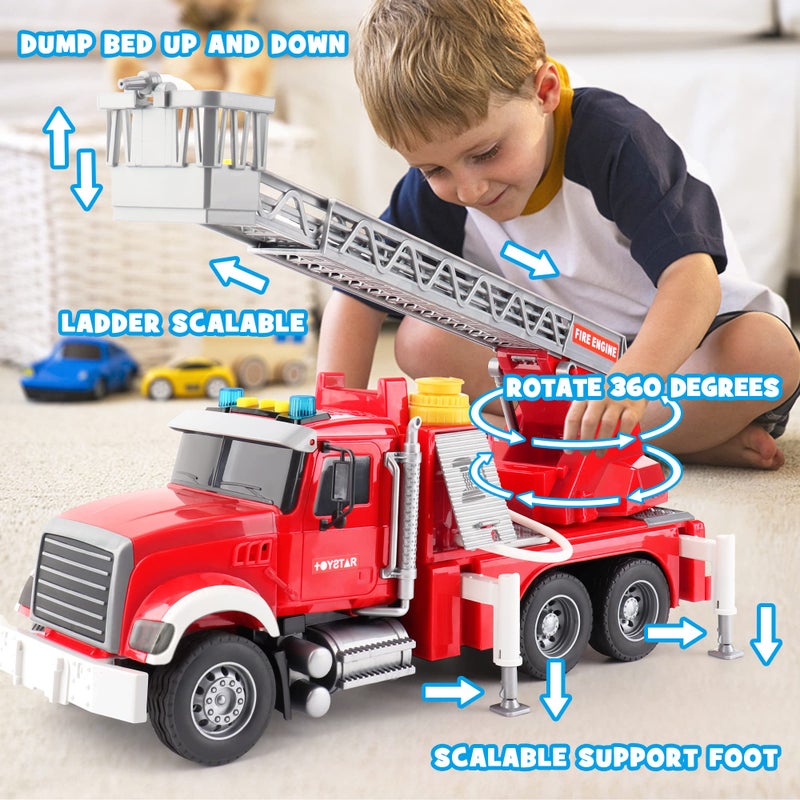 Dwi Dowellin Kids Fire Truck Toys for 3 4 5 6 Years Old Boys  Fire Rescue Vehicle with Shooting Water Lights and Sounds - Image 2