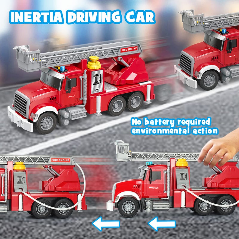 Dwi Dowellin Kids Fire Truck Toys for 3 4 5 6 Years Old Boys  Fire Rescue Vehicle with Shooting Water Lights and Sounds - Image 4