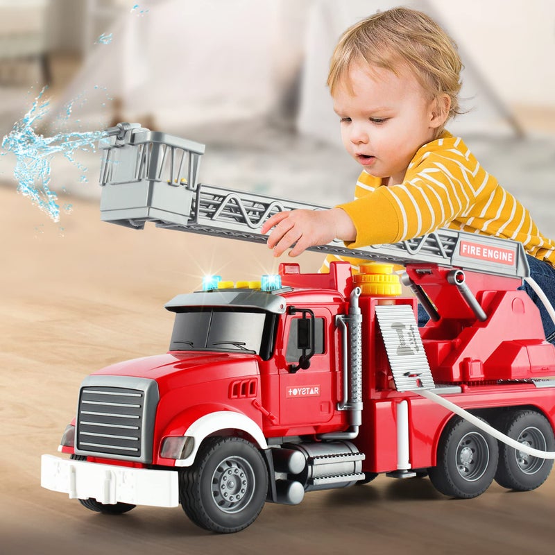 Dwi Dowellin Kids Fire Truck Toys for 3 4 5 6 Years Old Boys  Fire Rescue Vehicle with Shooting Water Lights and Sounds - Image 1