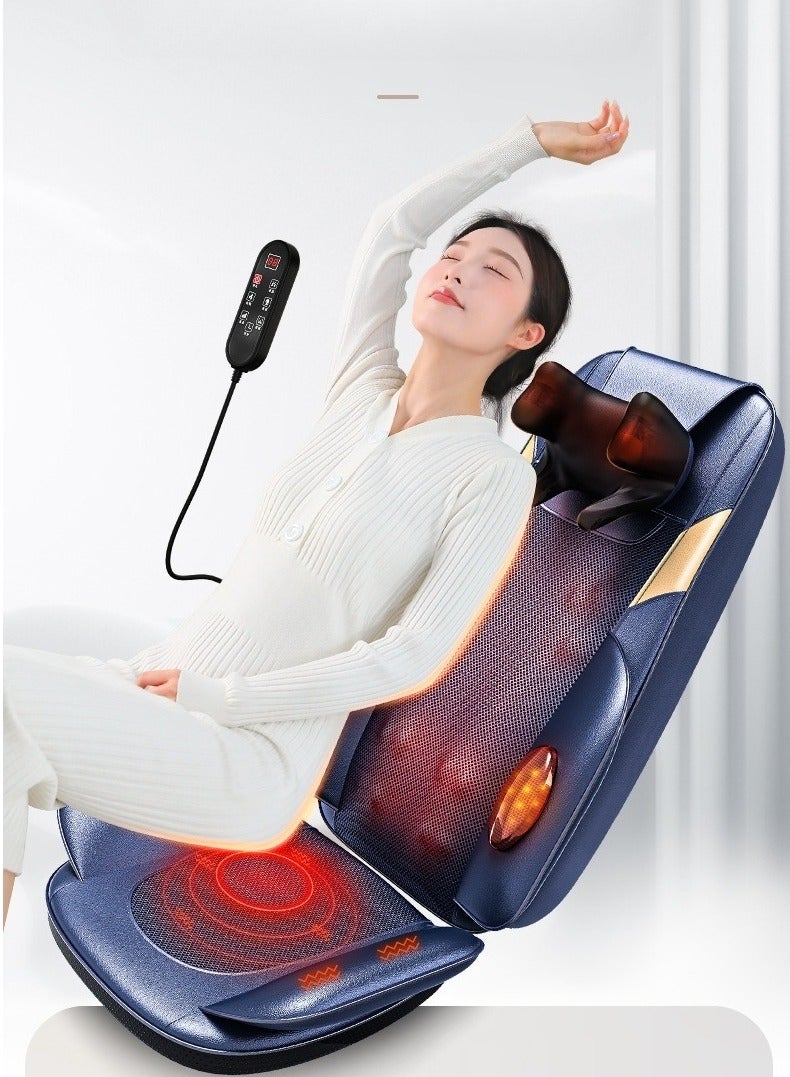 XiuWoo Shiatsu Massage Cushion with Heat 3D Kneading Vibration Back Massager Pad Adjustable Intensity for Home Office Car Use Full Body Muscle Relaxation Ideal Gift for Men Women,Blue  - Image 1