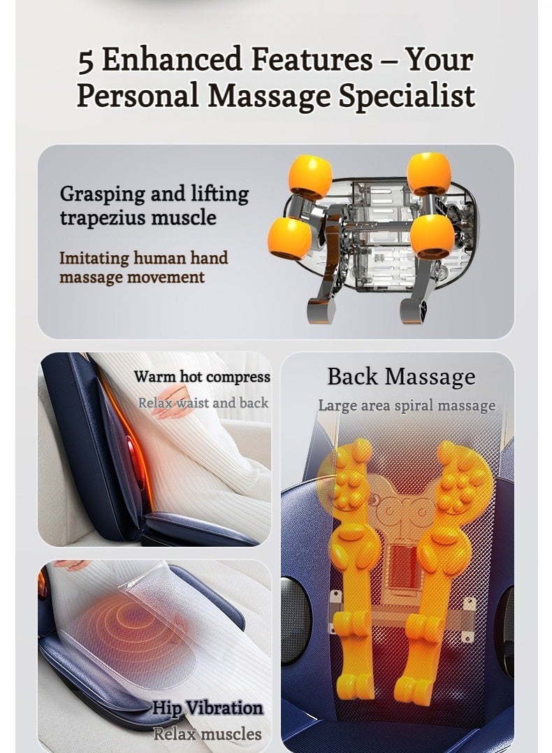 XiuWoo Shiatsu Massage Cushion with Heat 3D Kneading Vibration Back Massager Pad Adjustable Intensity for Home Office Car Use Full Body Muscle Relaxation Ideal Gift for Men Women,Blue  - Image 4