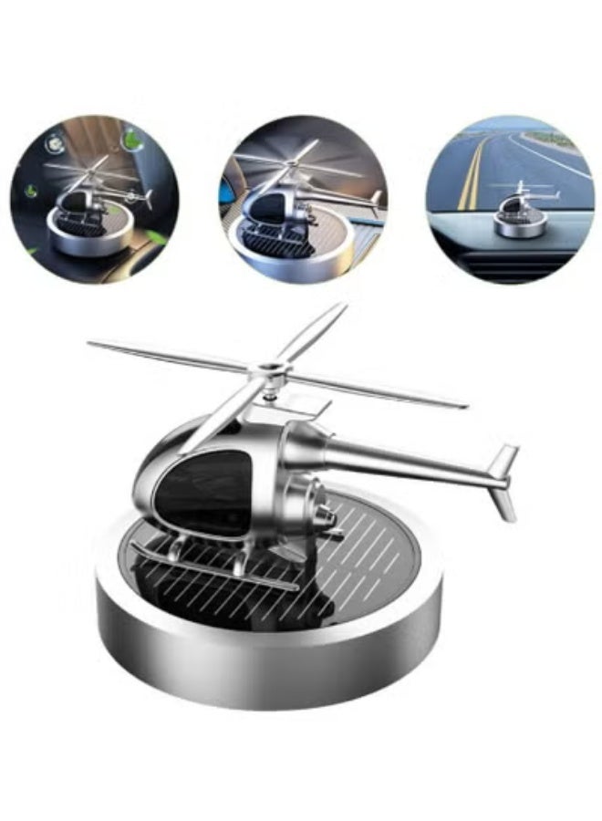 ارواق معطر جو يعمل بالطاقة الشمسية للسيارة - على شكل طائرة هليكوبتر، مروحة دوارة، زينة عطرية من سبائك الألومنيوم للسيارة والمنزل - أحمر - Image 2