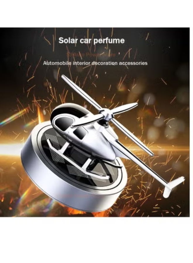 ارواق معطر جو يعمل بالطاقة الشمسية للسيارة - على شكل طائرة هليكوبتر، مروحة دوارة، زينة عطرية من سبائك الألومنيوم للسيارة والمنزل - أحمر - Image 4