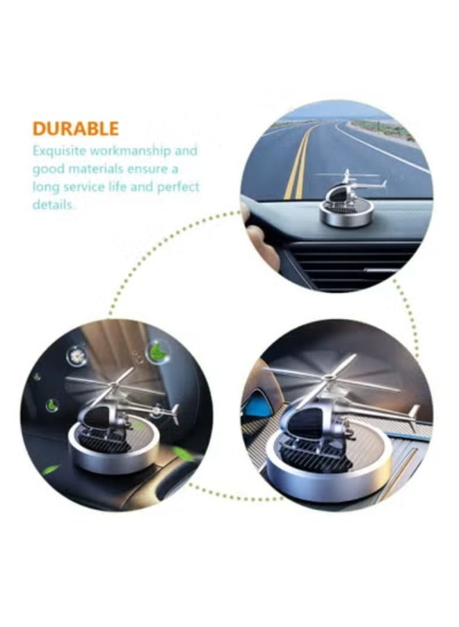 ارواق معطر جو يعمل بالطاقة الشمسية للسيارة - على شكل طائرة هليكوبتر، مروحة دوارة، زينة عطرية من سبائك الألومنيوم للسيارة والمنزل - أحمر - Image 5