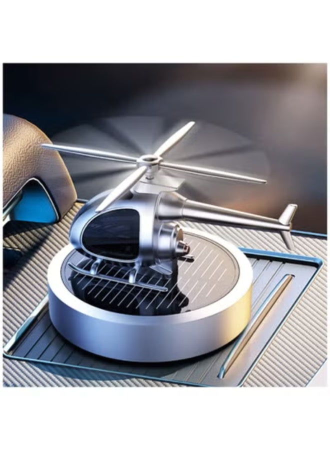 ارواق معطر جو يعمل بالطاقة الشمسية للسيارة - على شكل طائرة هليكوبتر، مروحة دوارة، زينة عطرية من سبائك الألومنيوم للسيارة والمنزل - أحمر - Image 3