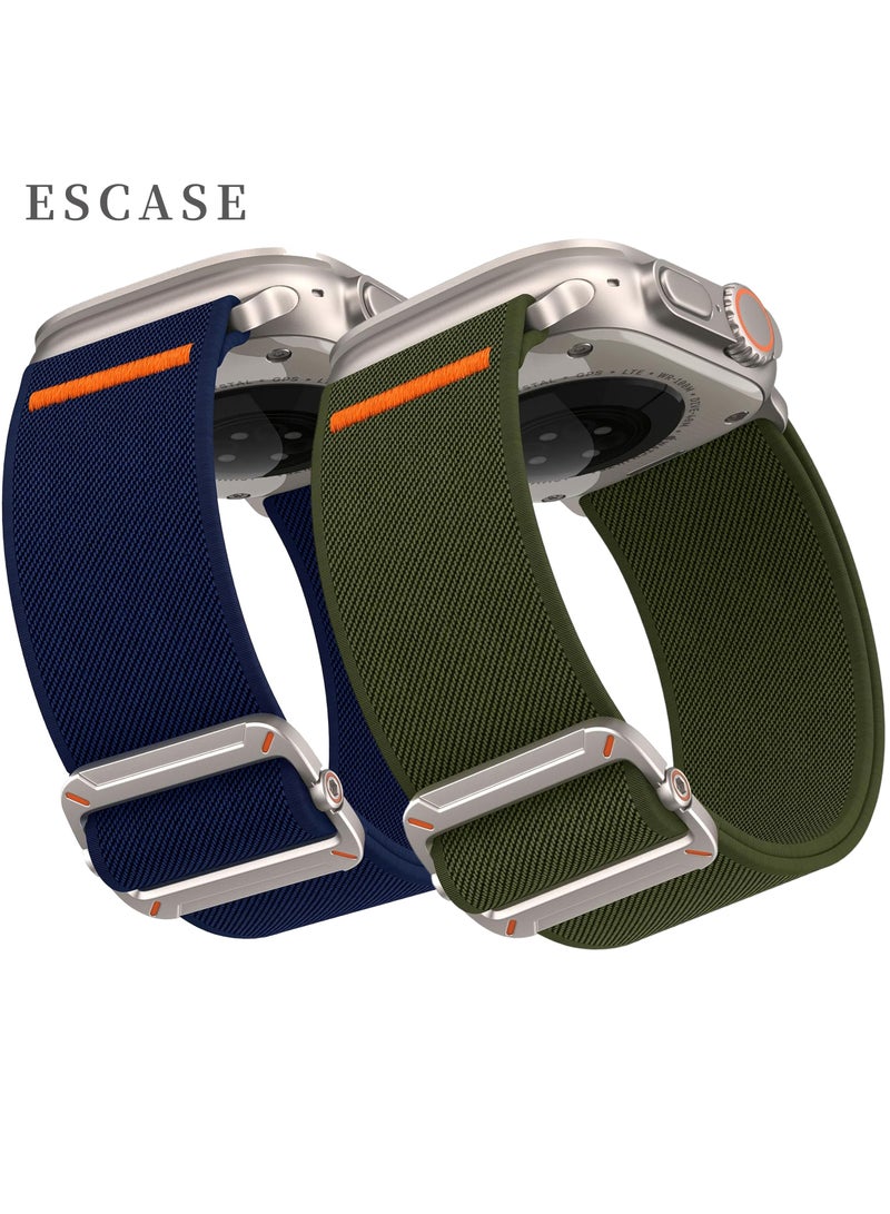 ثسؤشسث حزام نايلون خفيف الوزن مكون من قطعتين ومطاطي للغاية مع مجموعة استبدال من التيتانيوم الطبيعي متوافق مع أحجام أحزمة Apple Watch: 42 مم/44 مم/45 مم/46 مم/49 مم يناسب Apple Watch Ultra/Ultra 2/Ultra 3 و Series 11/10/9/8/SE/7/6/ 5/4/3/2/1 وغيرها من الطرز، أزرق/أخضر - Image 1