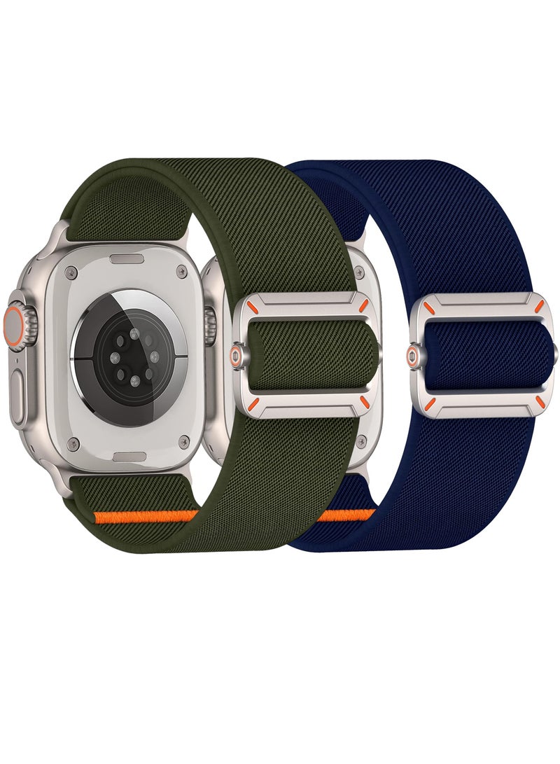 ثسؤشسث حزام نايلون خفيف الوزن مكون من قطعتين ومطاطي للغاية مع مجموعة استبدال من التيتانيوم الطبيعي متوافق مع أحجام أحزمة Apple Watch: 42 مم/44 مم/45 مم/46 مم/49 مم يناسب Apple Watch Ultra/Ultra 2/Ultra 3 و Series 11/10/9/8/SE/7/6/ 5/4/3/2/1 وغيرها من الطرز، أزرق/أخضر - Image 2