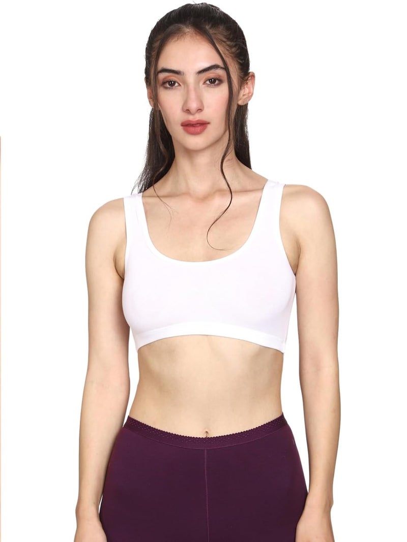 Mysha Women's 100% Pure Cotton Stretchable Wireless Sports Bra – Soft, Breathable, Non-Padded & Seamless - Image 4