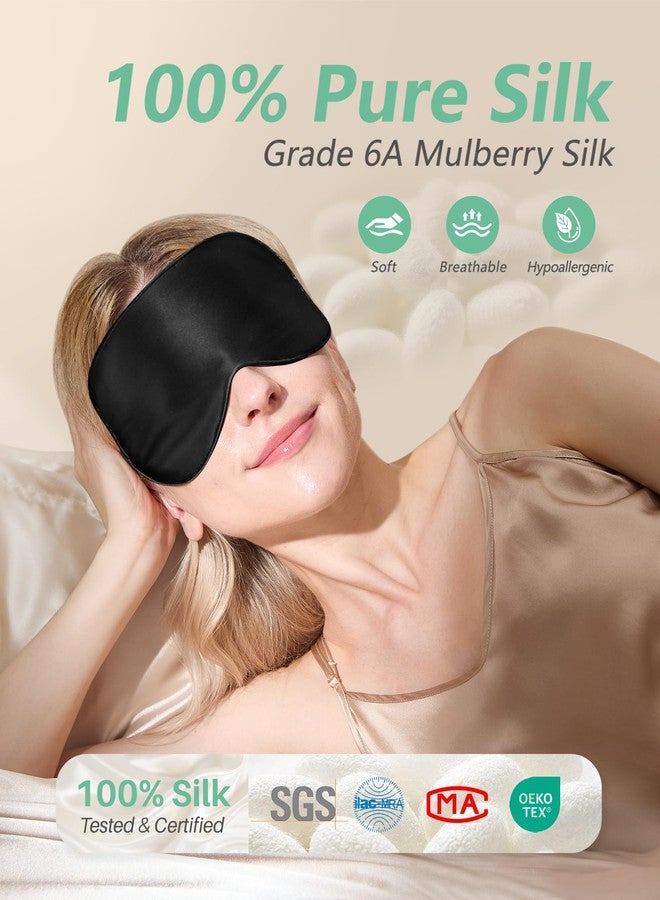 BeeVines Sleep Mask, 4 Packs 100% Real Natural Pure Silk Eye Masks with Adjustable Strap for Sleeping, Mulberry Silk Eye Sleep Shade Cover, Block Light Reduces Puffy Eyes Traveling Gifts(Black - Image 2