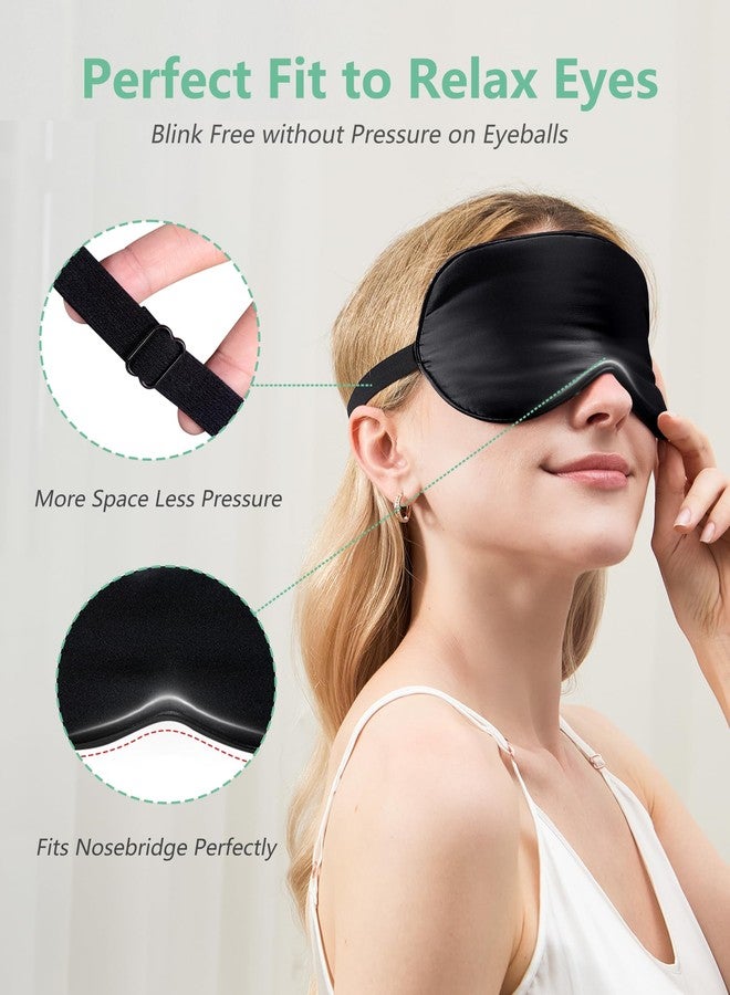 BeeVines Sleep Mask, 4 Packs 100% Real Natural Pure Silk Eye Masks with Adjustable Strap for Sleeping, Mulberry Silk Eye Sleep Shade Cover, Block Light Reduces Puffy Eyes Traveling Gifts(Black - Image 3