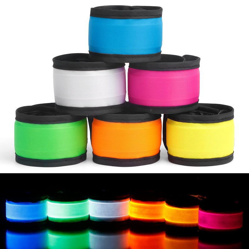 Anzmtosn Light Up Flashing Led Bracelets Wristband Glow in The Dark Slap Stick Glowing Band For Weddings Birthdays Halloween Christmas Xmas Party Favors Supplies Kids Adults Boys Girls(6 Colors) - Image 1