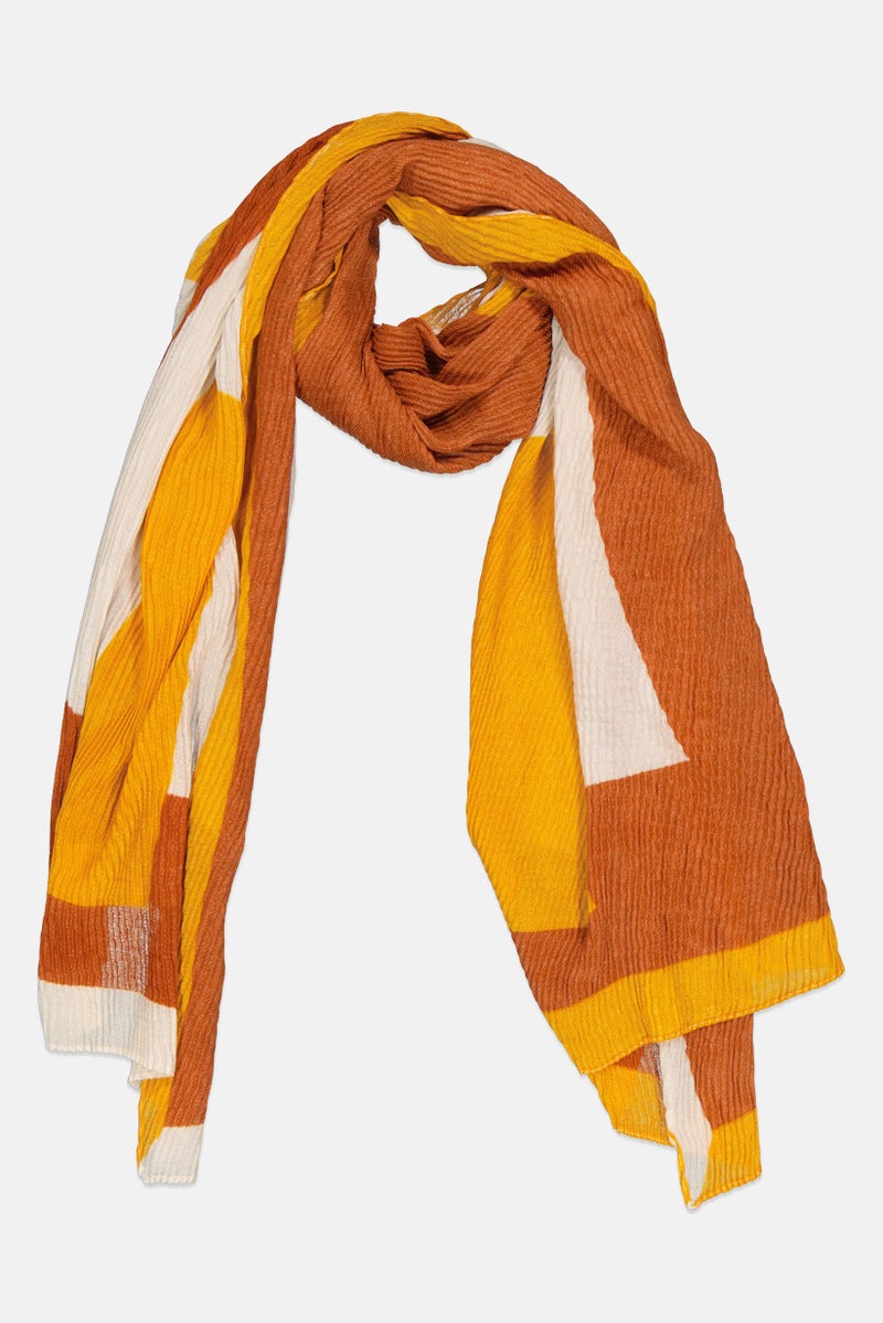 MAXSTUDIO Women Textured Scarf 190 x 90 cm, Orange - Image 1