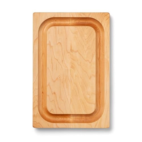John Boos ChopNSlice Series 12 x 8 Maple Cutting Board wJuice Groove 1 Thick Butcher Block  Wooden Reversible Kitchen Prep Chopping Slab wEdge Grain Construction