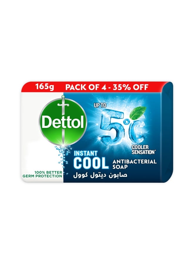 Dettol 4-Piece Instant Cool Antibacterial Germ Protection Bathing Soap Multicolour 165grams - Image 1