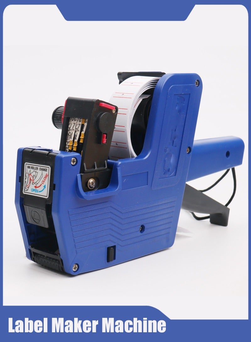 Genrice Label Maker Machine，Comes with ink wheel and 500 sheets of label paper, Blue - Image 1