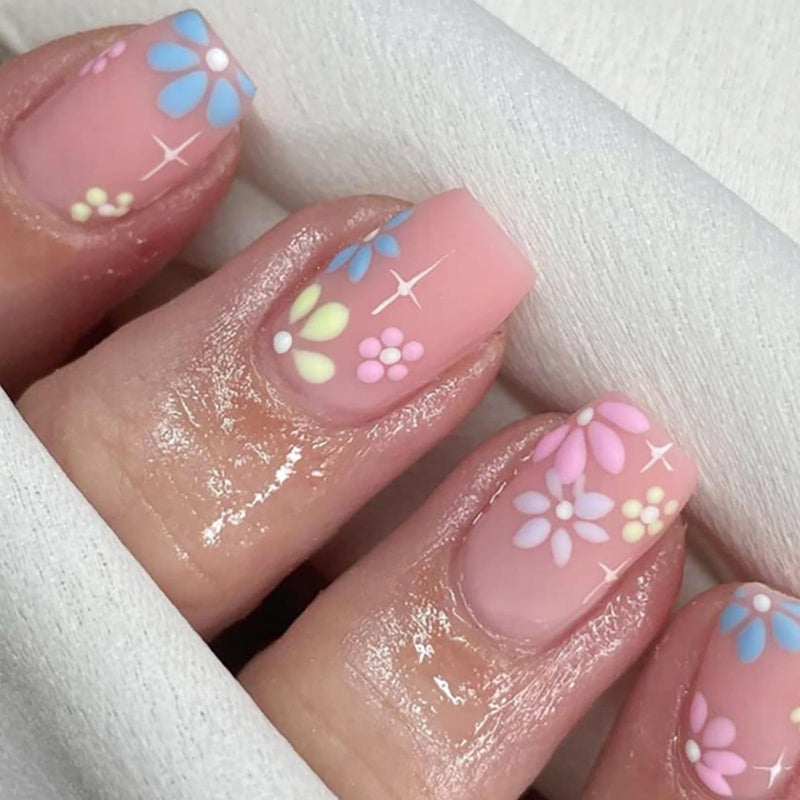 Jsiallye 216Pcs Pink Gradient Press On nails Short Square,9 Packs French Tip Press On Nails Almond,Fit Perfectly & Natural Reusable Stick on Nails in 24 Sizes - Image 3