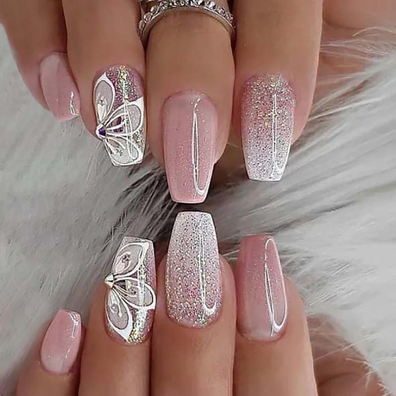 Jsiallye 216Pcs Pink Gradient Press On nails Short Square,9 Packs French Tip Press On Nails Almond,Fit Perfectly & Natural Reusable Stick on Nails in 24 Sizes - Image 4