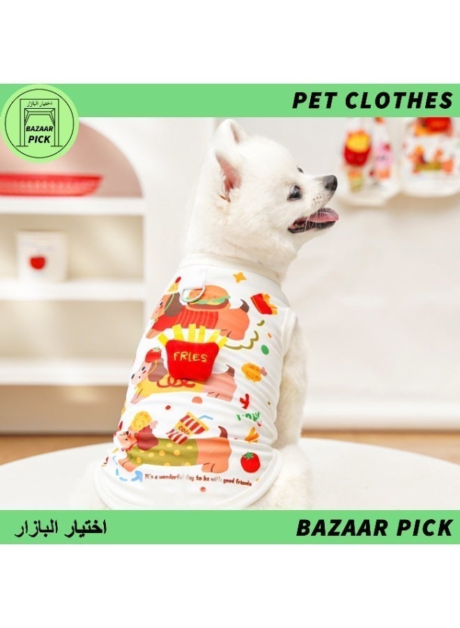 Pet Clothes for Dog & Cat - Cute Dachshund Cartoon Print, Breathable Fabric with Leash Attachment, Size L - Image 3