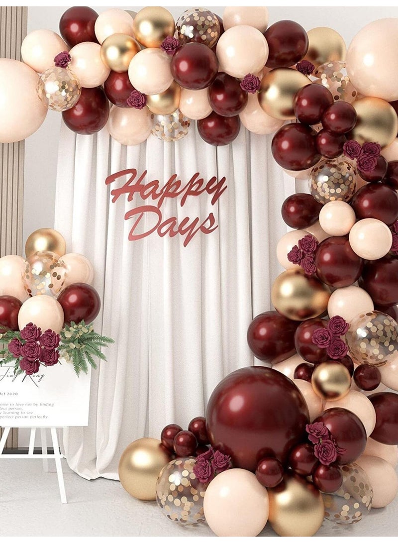 قوس بالونات فاخر بألوان العنابي والذهبي - Image 1