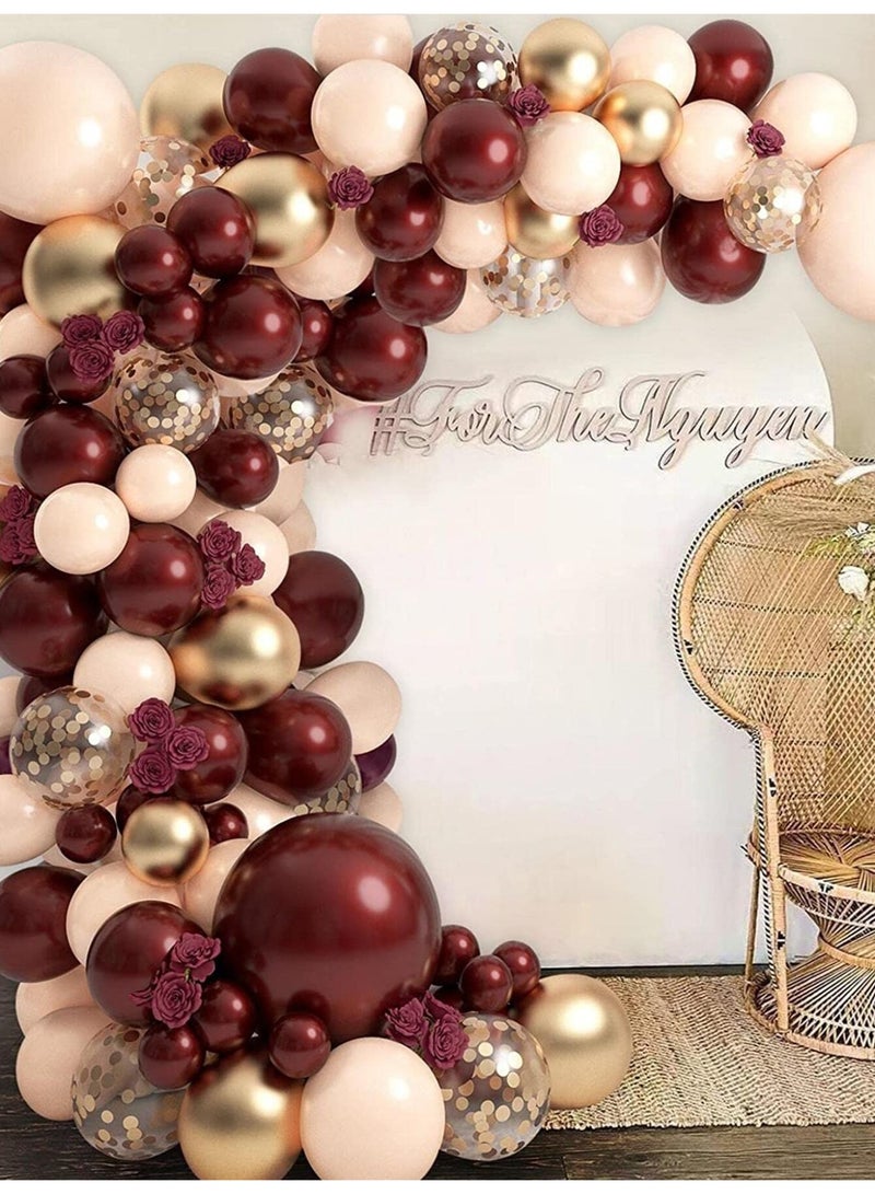 قوس بالونات فاخر بألوان العنابي والذهبي - Image 3