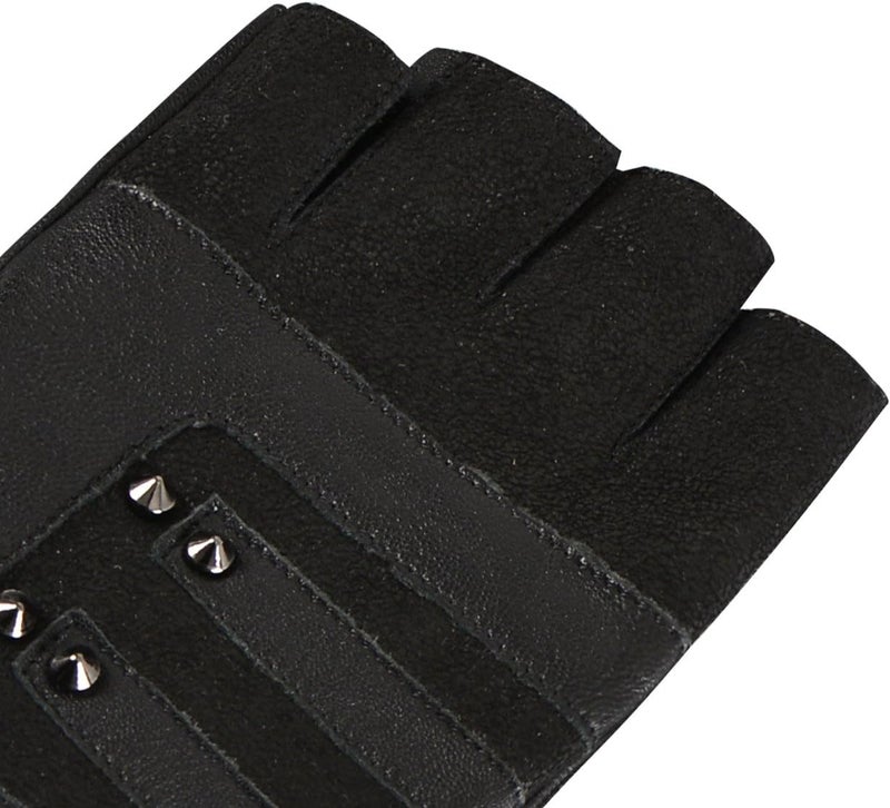 FIORETTO Men's Punk Style Fingerless Leather Gloves - Black, M - Image 5